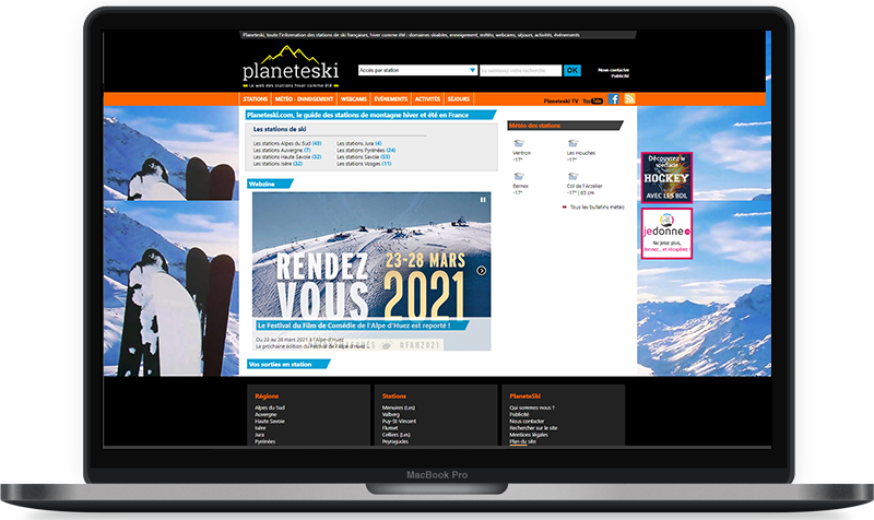 Page Planète Ski - Mock up